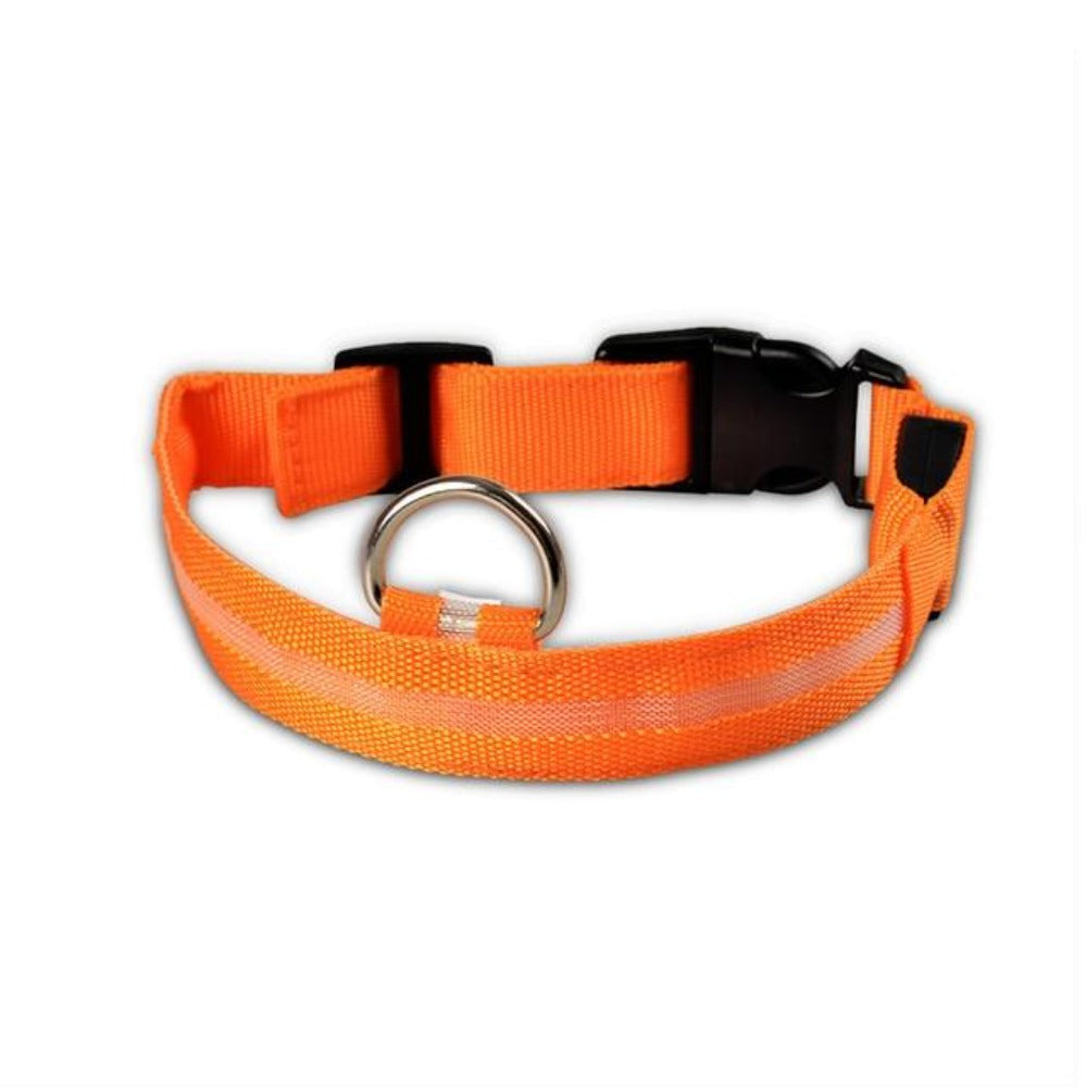 LED Nylon Dog Collar – Adjustable, Glow-in-the-Dark (2-Pack)